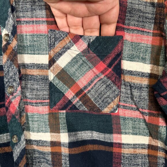 Maurices Plaid Tunic Boyfriend Button Down Long Sleeve Flannel Shirt - Picture 7 of 12